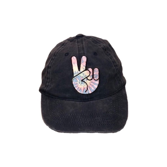 Accessories - Washed Blue Baseball Hat W/ Peace Patch